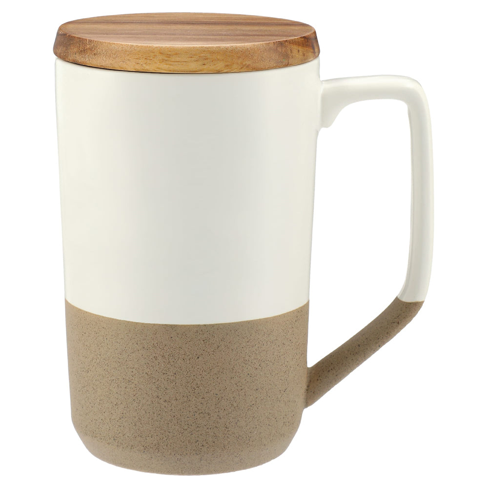 Tahoe Tea & Coffee Ceramic Mug with Wood Lid 16oz